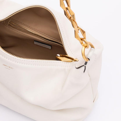 Jimmy Choo White Diamond Hobo Leather Shoulder Bag