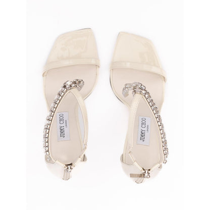 Jimmy Choo White Patent Leather Verity 100 Sandals