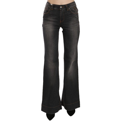 John Galliano Black Washed Mid Waist Flared Denim Casual Jeans