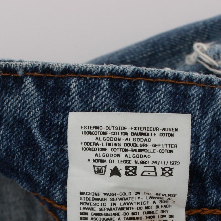 John Galliano Blue Wash Cotton Boyfriend Fit Cropped Jeans