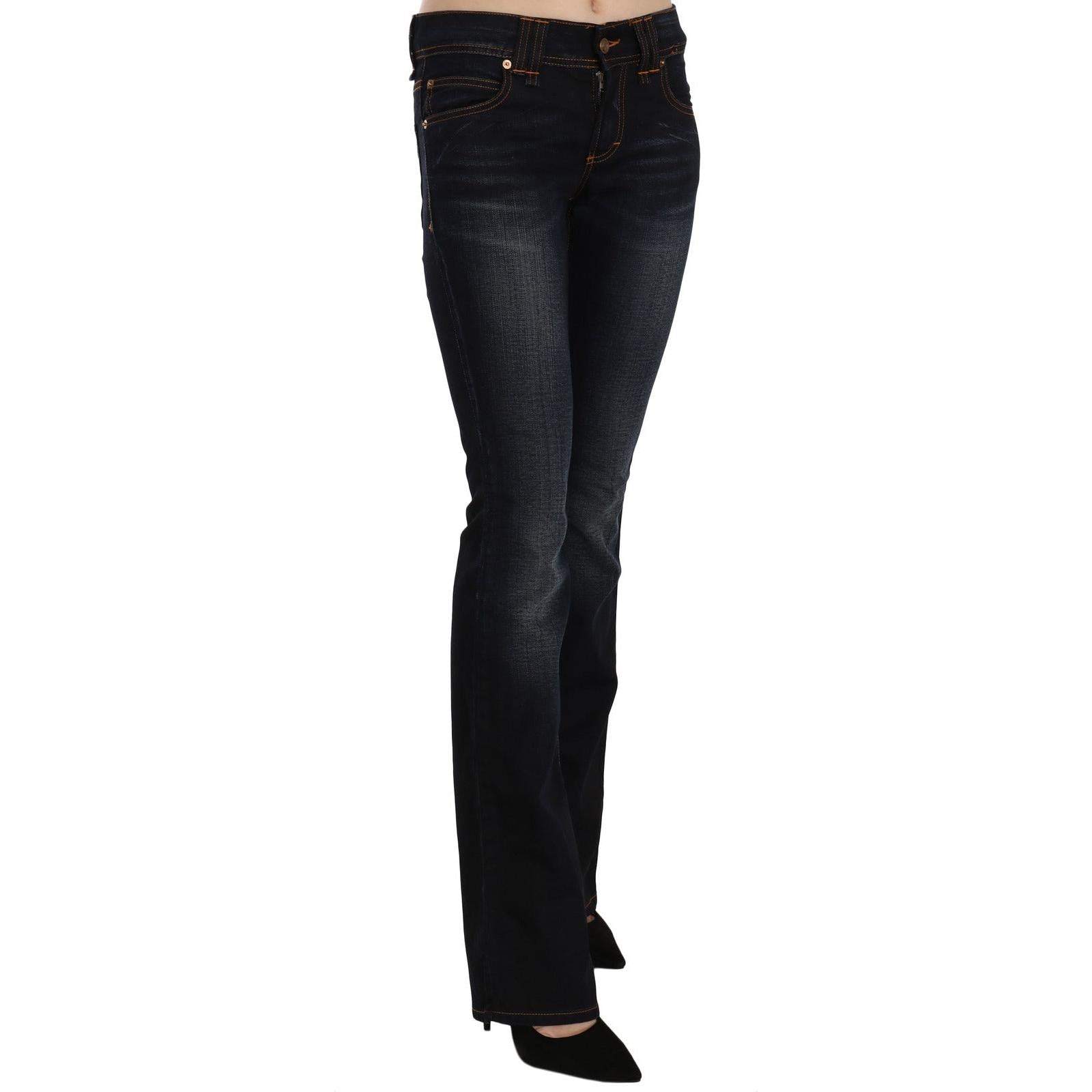 John Galliano Blue Washed Mid Waist Regular Leg Boot Cut Denim Jeans