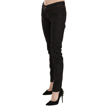 John Galliano Cotton Black Mid Waist Skinny Denim Jeans