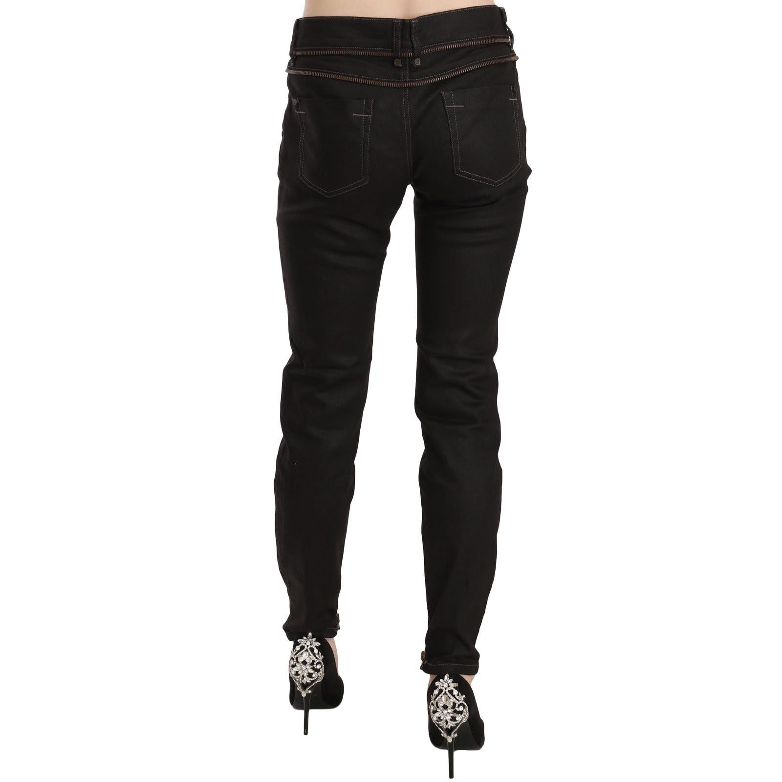John Galliano Cotton Black Mid Waist Skinny Denim Jeans