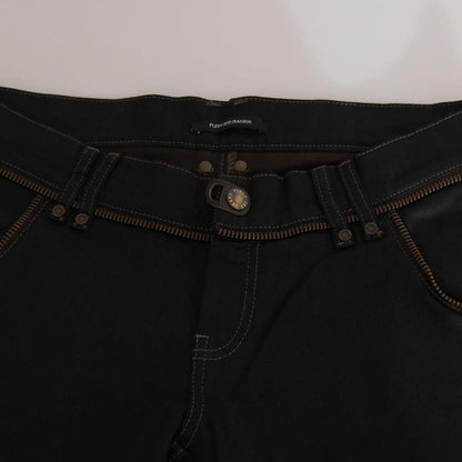 John Galliano Cotton Black Mid Waist Skinny Denim Jeans