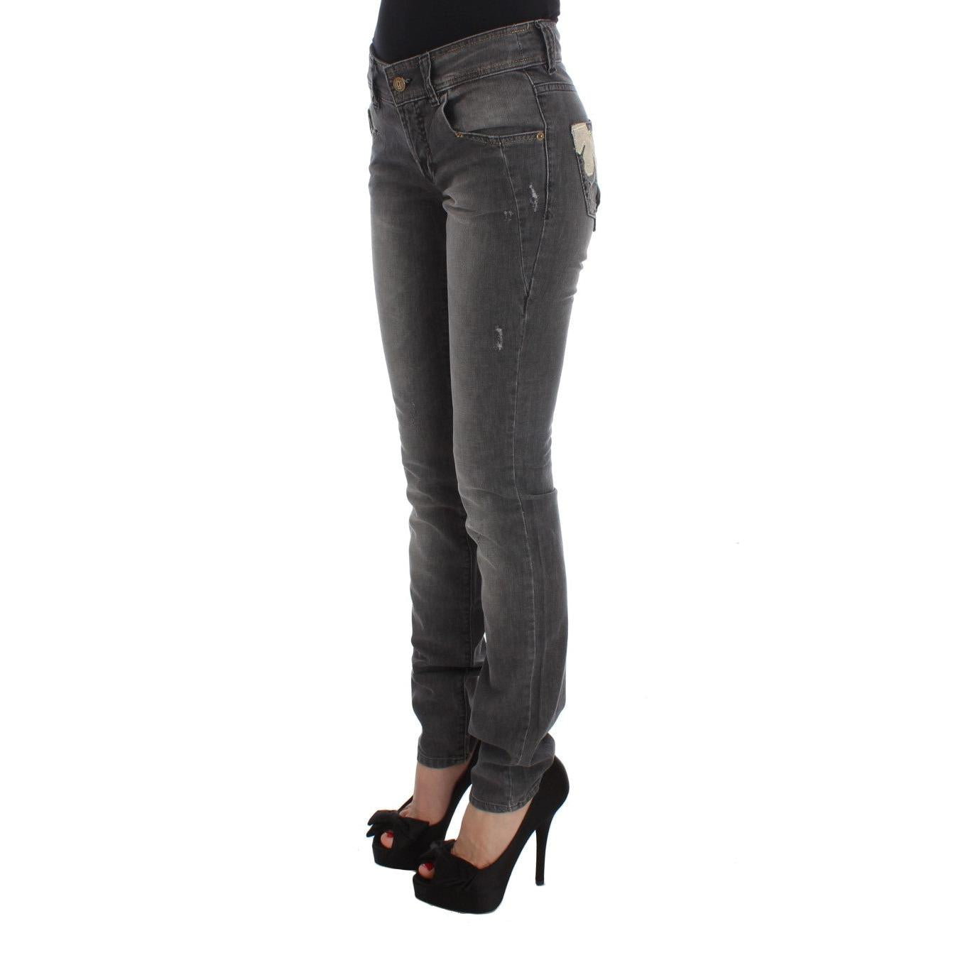 John Galliano Gray Wash Cotton Blend Slim Fit Stretch Jeans