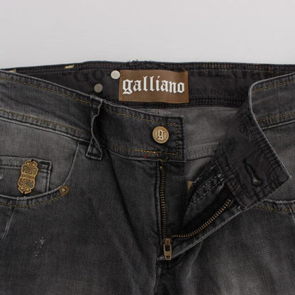 John Galliano Gray Wash Cotton Blend Slim Fit Stretch Jeans