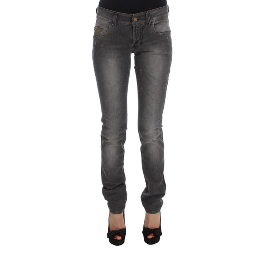 John Galliano Gray Wash Cotton Blend Slim Fit Stretch Jeans