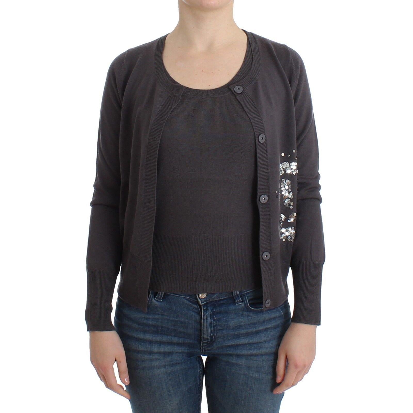 John Galliano Purple Wool Sequined Cardigan Knit Sweater