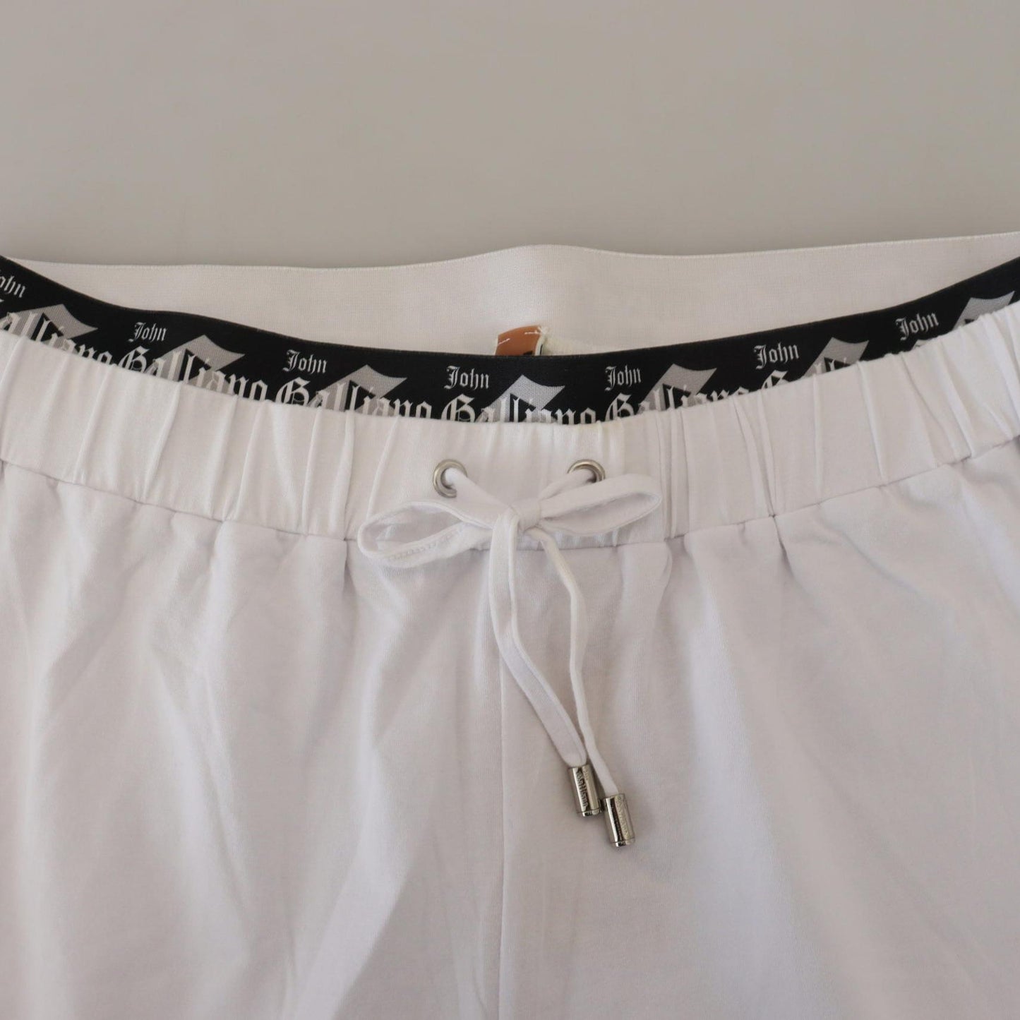 John Galliano White Cotton Logo Loose Men Pants