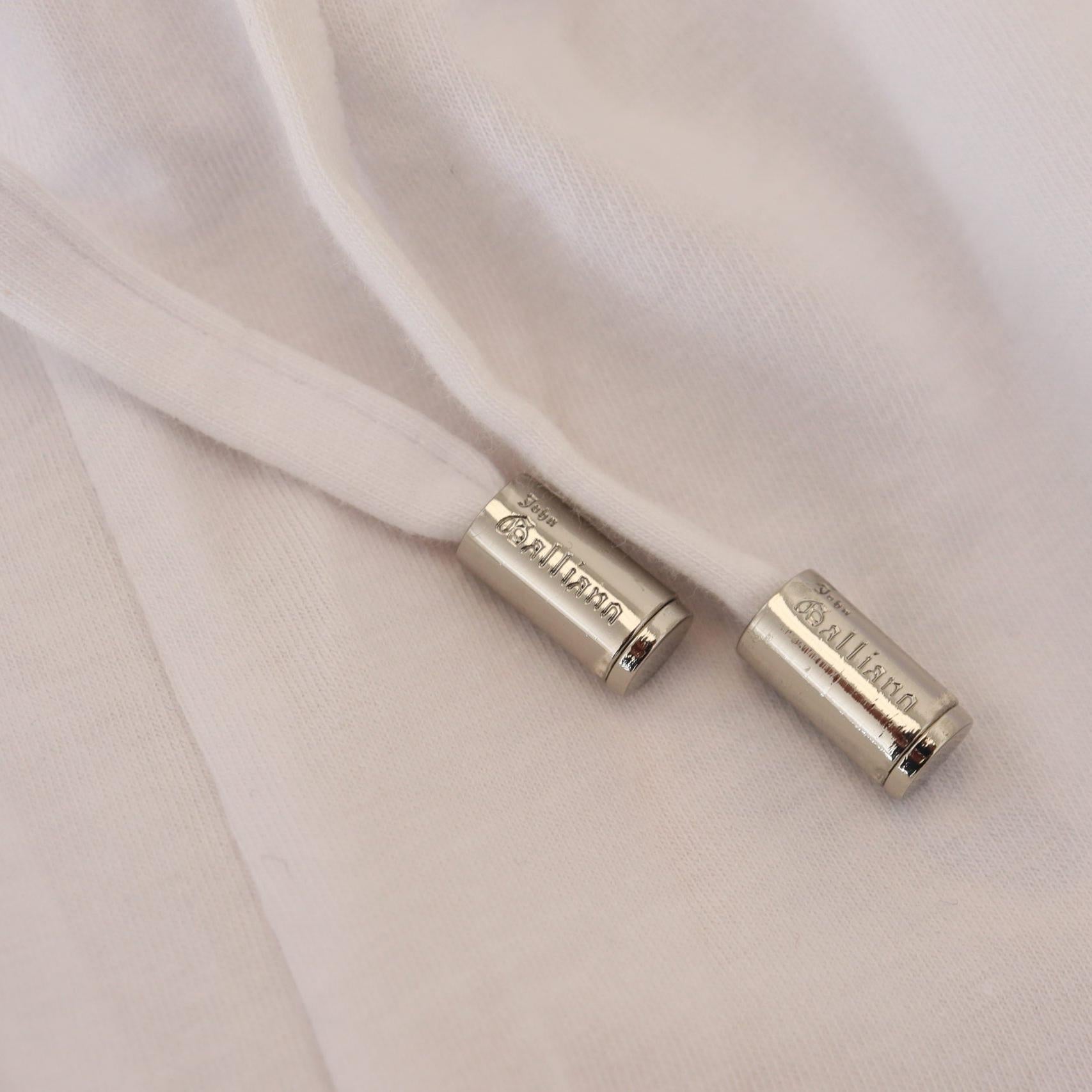 John Galliano White Cotton Logo Loose Men Pants
