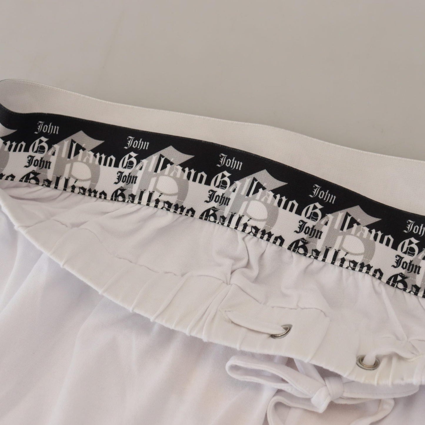 John Galliano White Cotton Logo Loose Men Pants