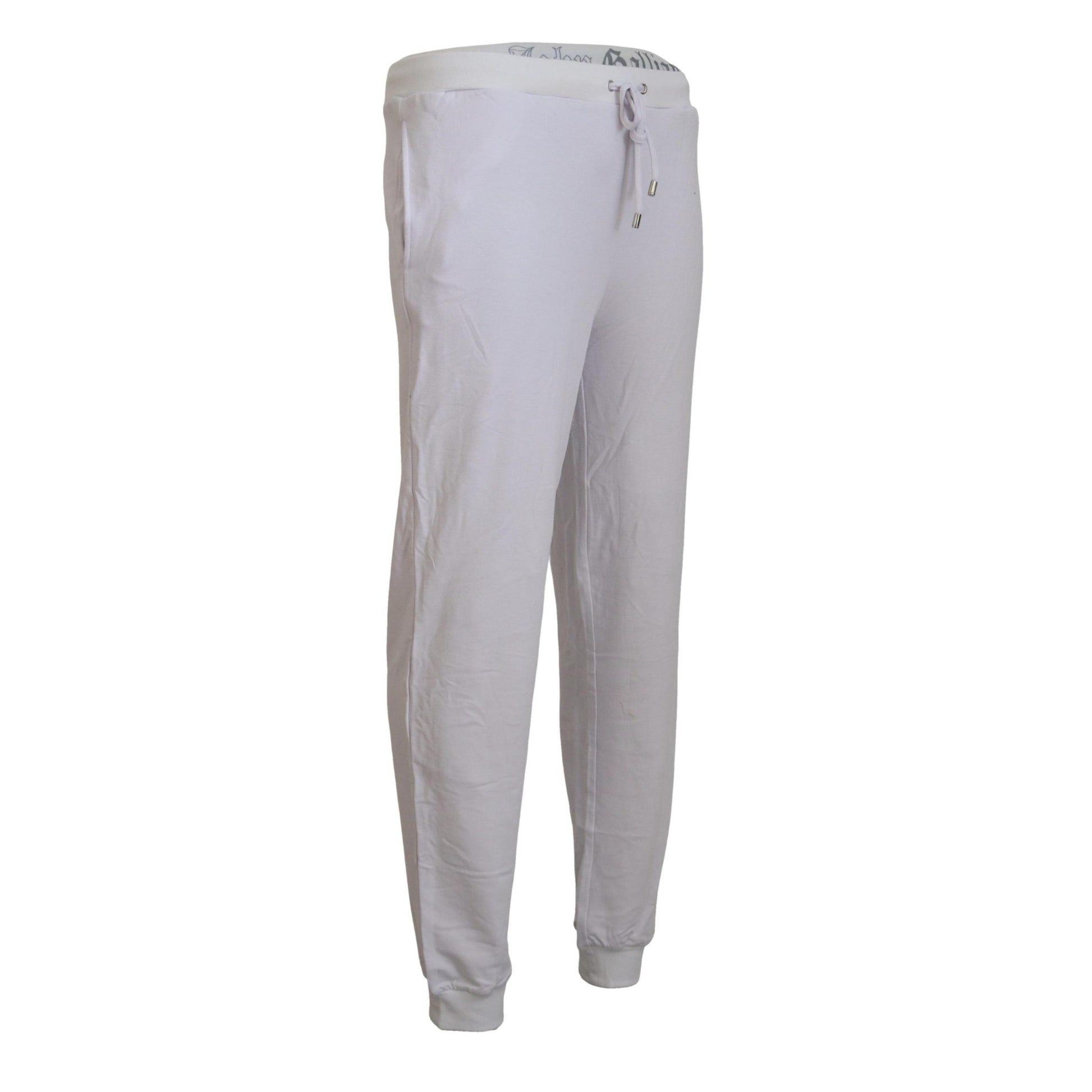 John Galliano White Cotton Logo Mens Jogger Pants