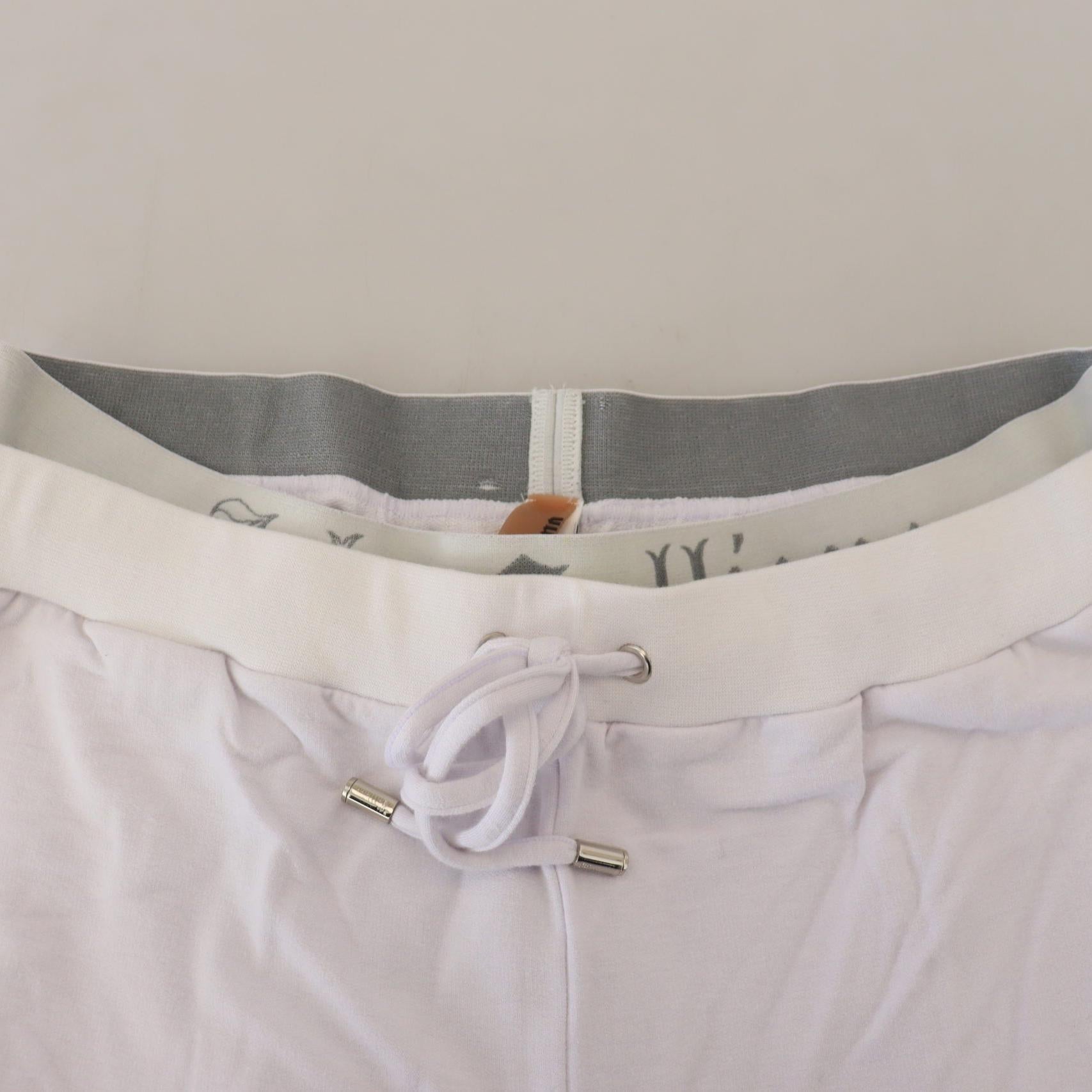 John Galliano White Cotton Logo Mens Jogger Pants