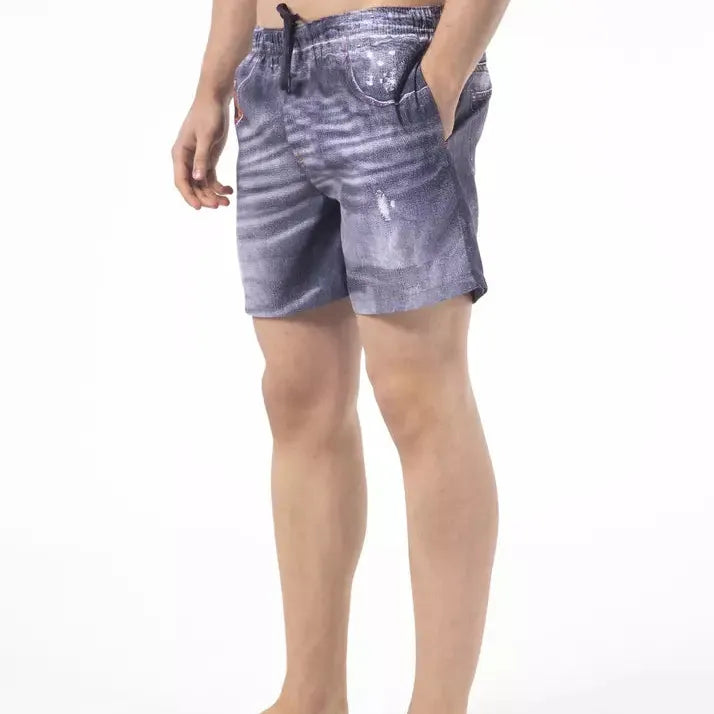 Just Cavalli Blue Polyester Men Swimwear Short