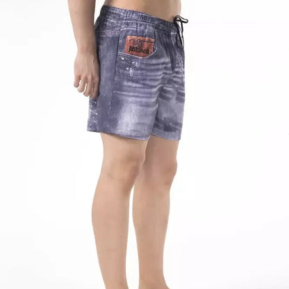 Just Cavalli Blue Polyester Men Swimwear Short