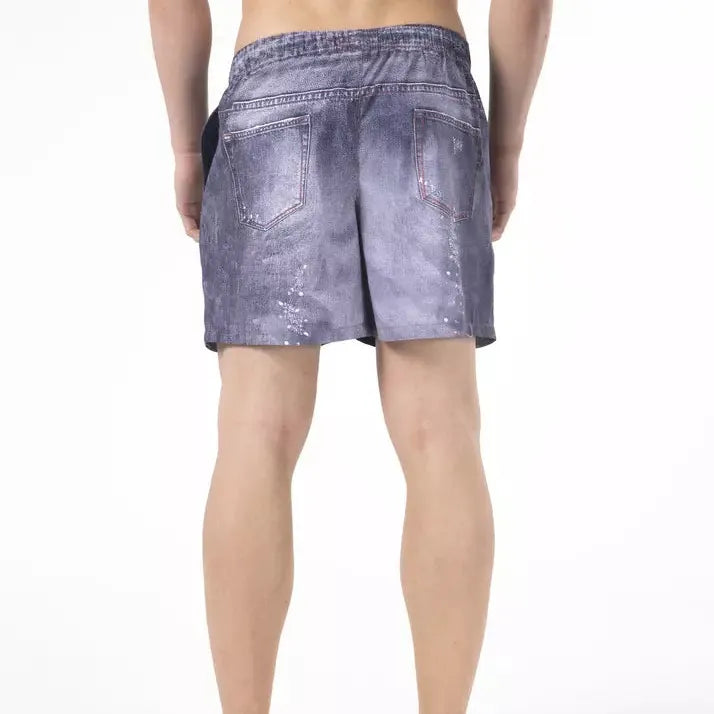 Just Cavalli Blue Polyester Men Swimwear Short