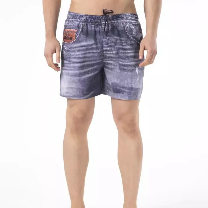 Just Cavalli Blue Polyester Men Swimwear Short