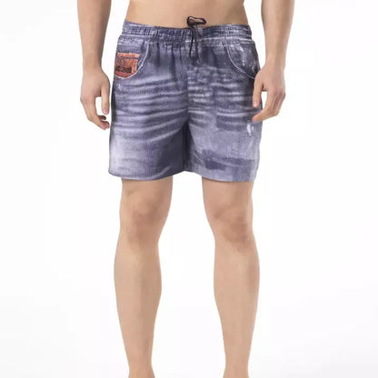 Just Cavalli Blue Polyester Men Swimwear Short
