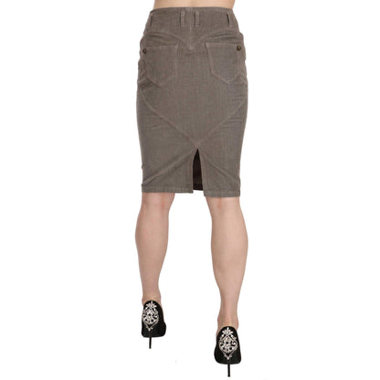 Just Cavalli Gray Corduroy Pencil Straight A-Line Skirt