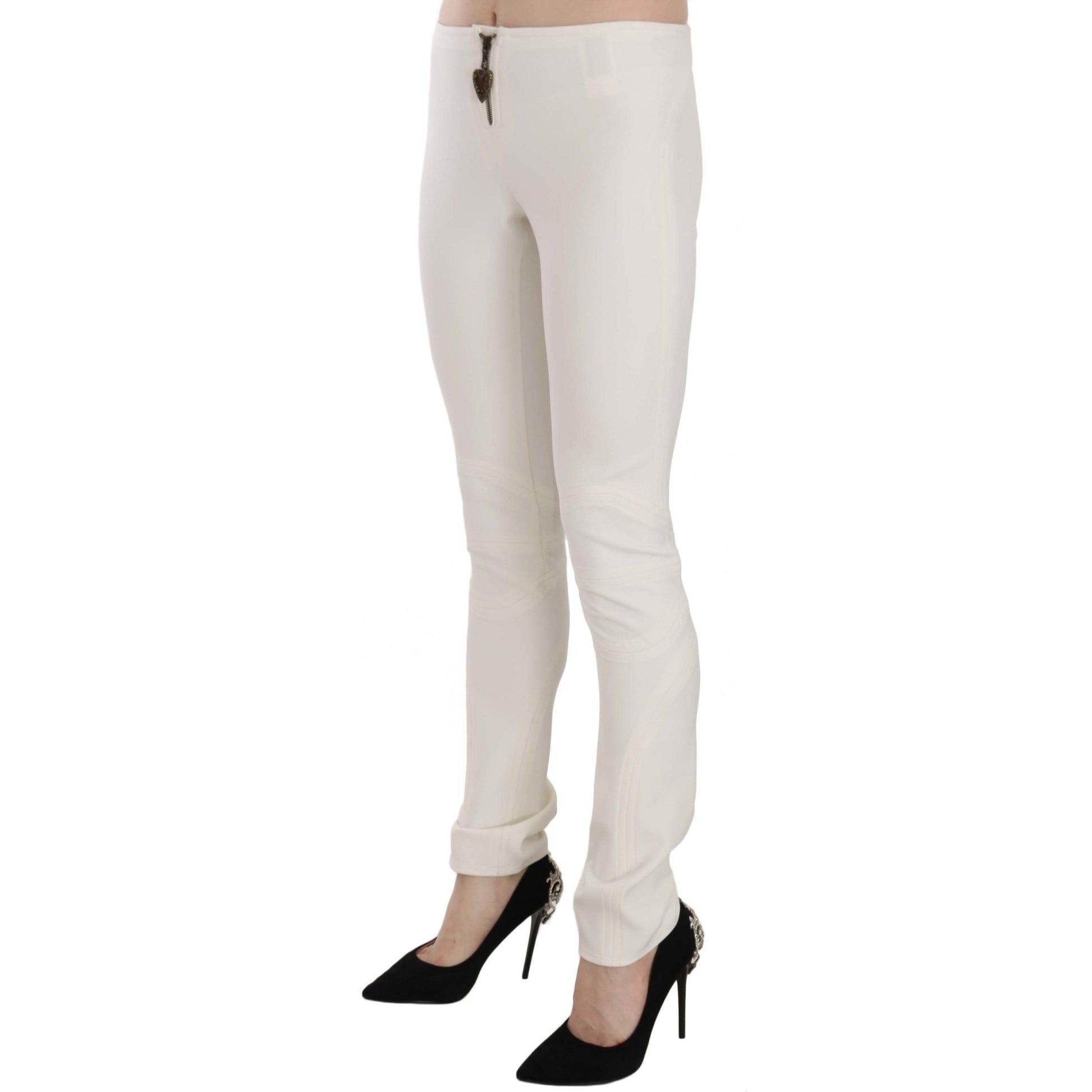 Just Cavalli White Mid Waist Skinny Dress Trousers Pants