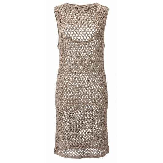 Malo Beige Cotton Women Dress