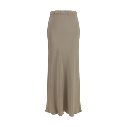 Max Mara Beige Silk Long Skirt
