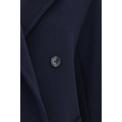 Max Mara Blue Wool Oves Aries Full-Length Jacket