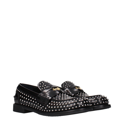 Miu Miu Black Leather Slip-On Loafers