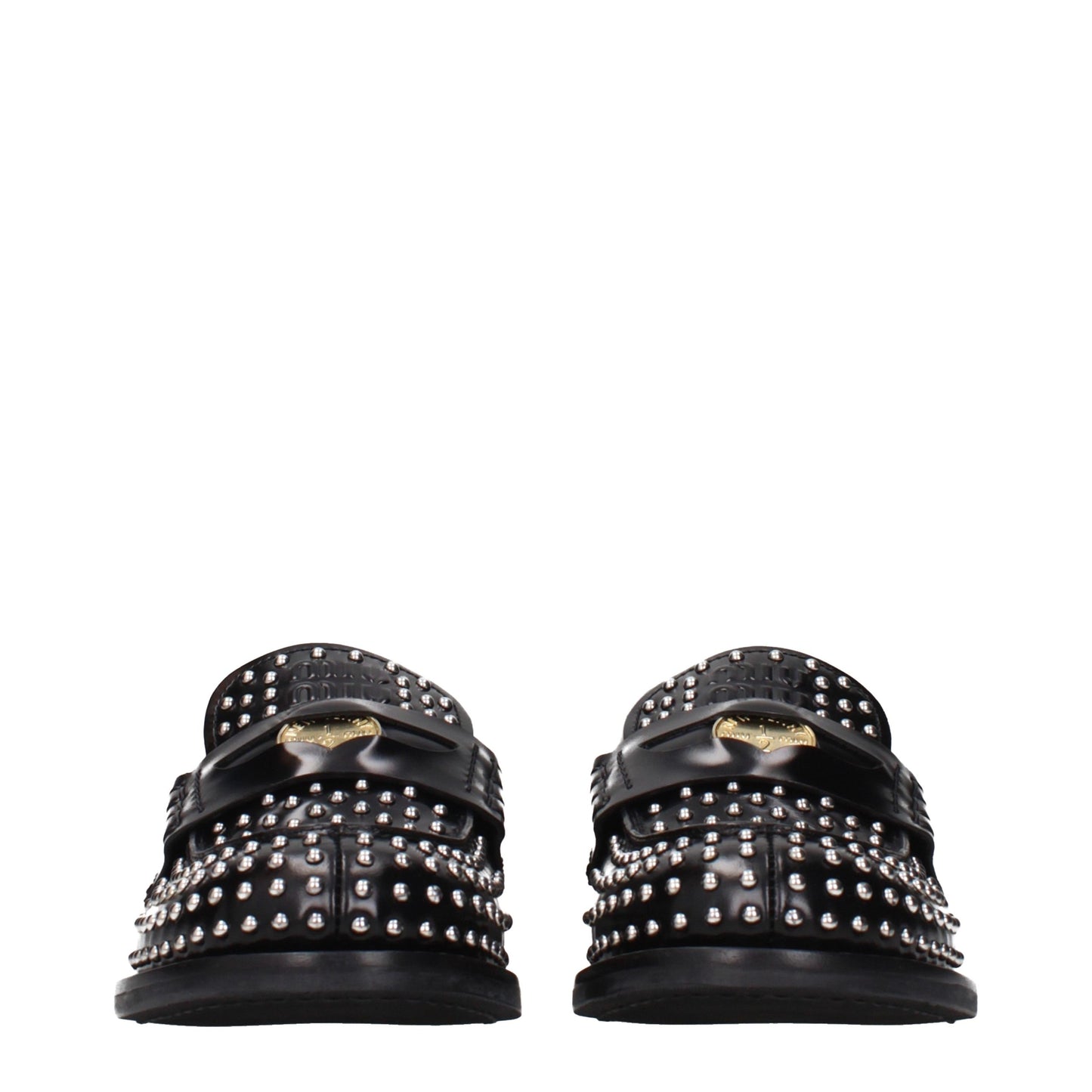 Miu Miu Black Leather Slip-On Loafers