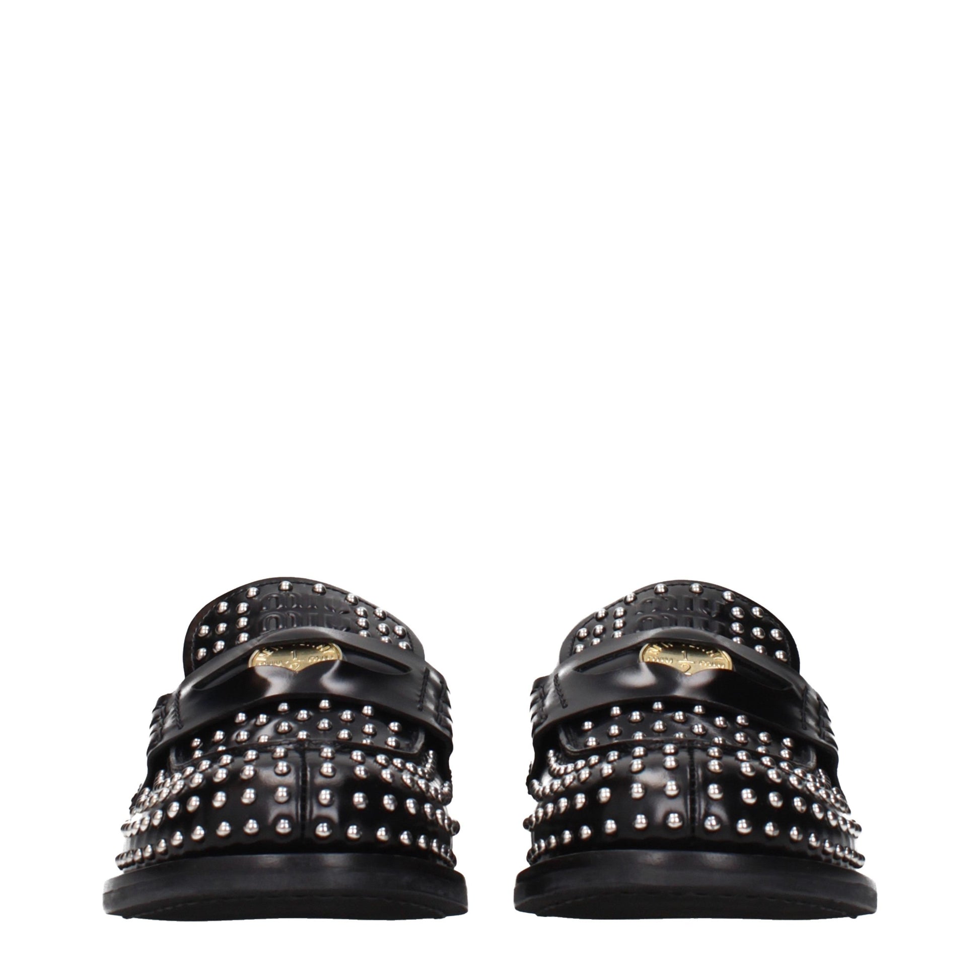 Miu Miu Black Leather Slip-On Loafers