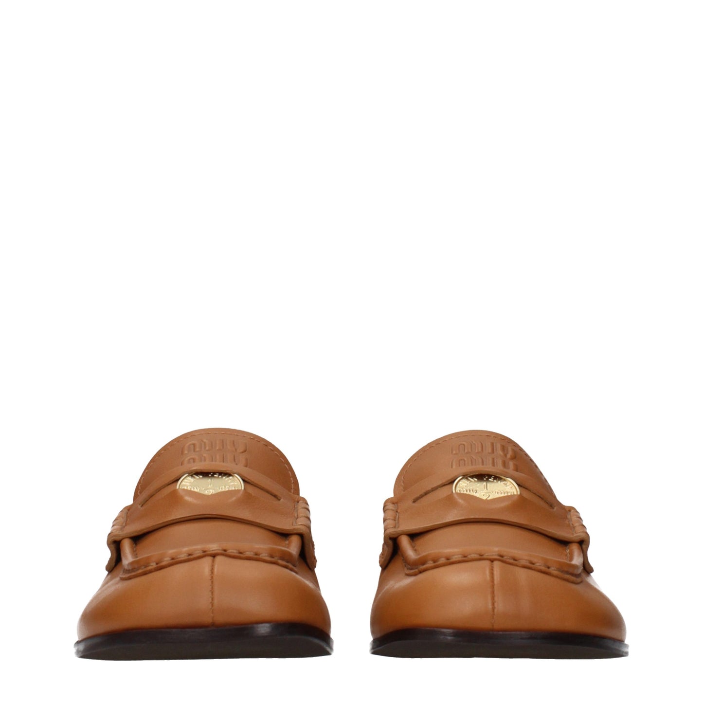 Miu Miu Brown Leather Slip-On Loafers