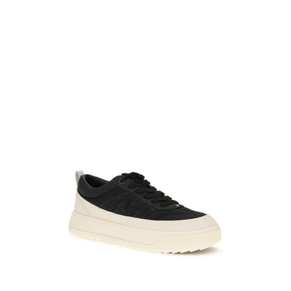 Moncler Black Calf Leather Bos Taurus Athletic Sneakers
