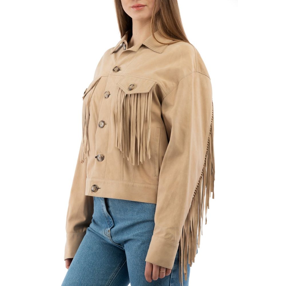 Moschino Beige Cotton Leather Jacket