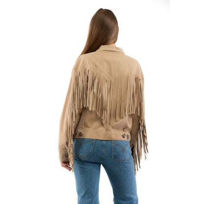 Moschino Beige Cotton Leather Jacket