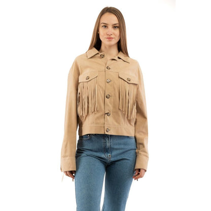 Moschino Beige Cotton Leather Jacket
