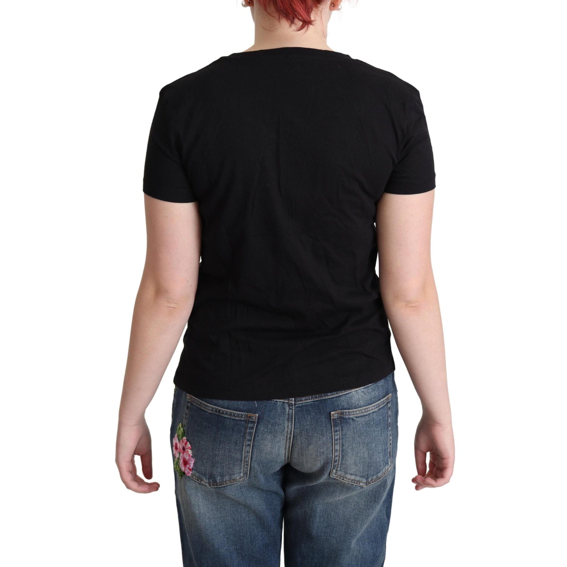 Moschino Black Printed Cotton Short Sleeves T-shirt