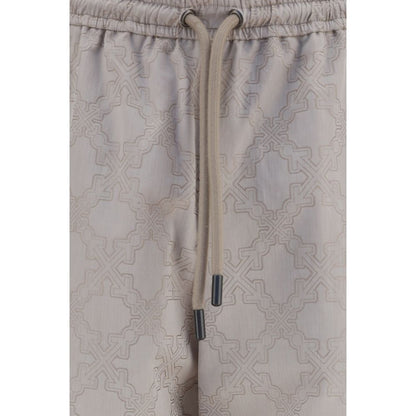 Off-White Beige Cotton Casual Pants