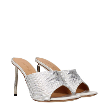 Off-White Gray Satin Stiletto Heel Sandals