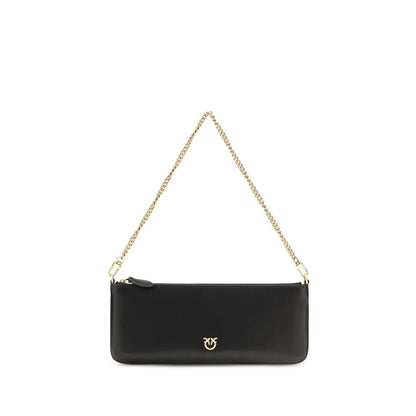 PINKO Black Calf Leather Bos Taurus Shoulder Bag