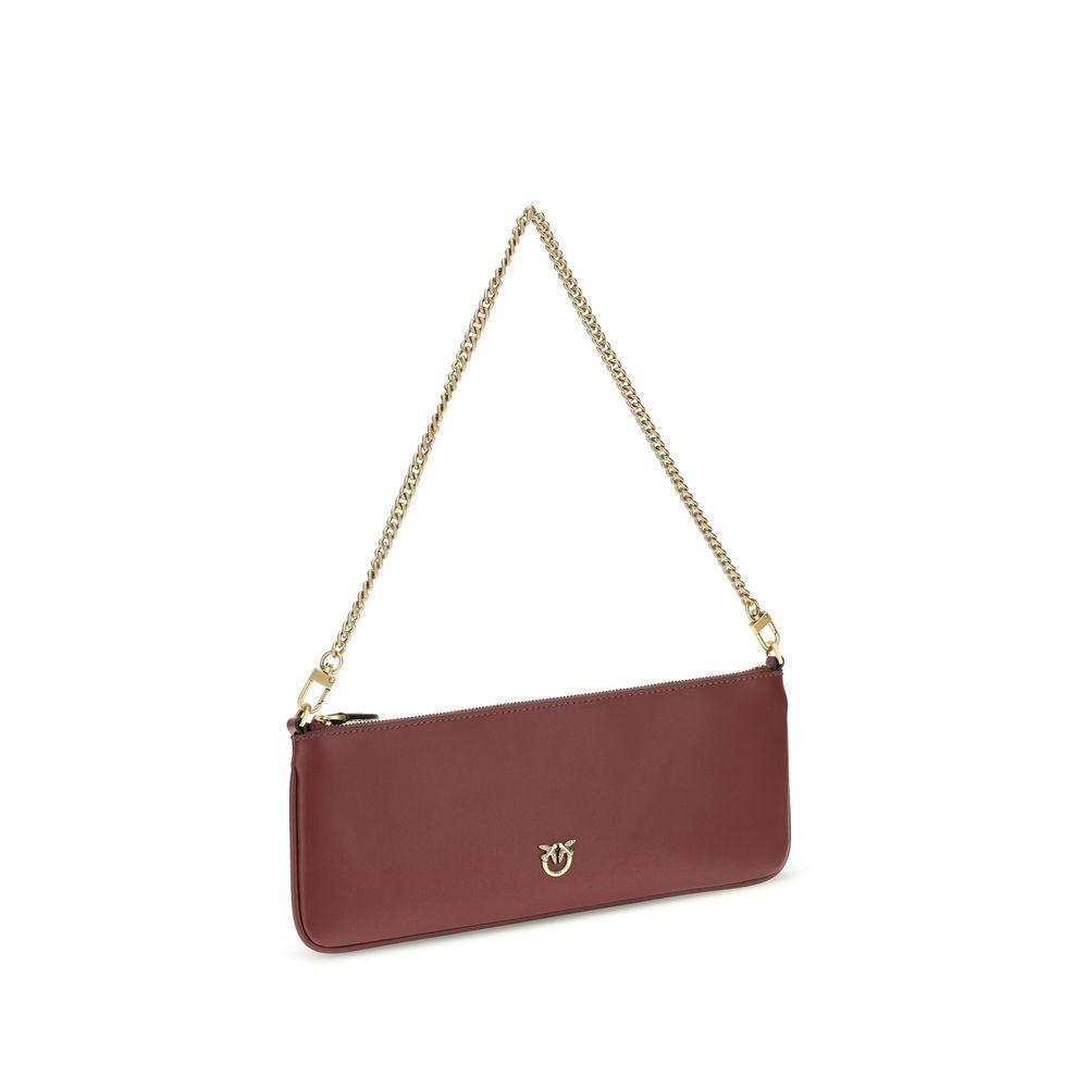 PINKO Bordeaux Calf Leather Bos Taurus Shoulder Bag