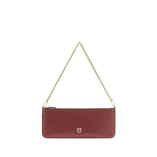 PINKO Bordeaux Calf Leather Bos Taurus Shoulder Bag