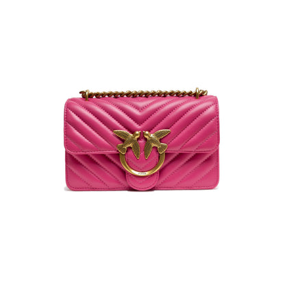 PINKO Pink Leather Love One Mini Shoulder Bag