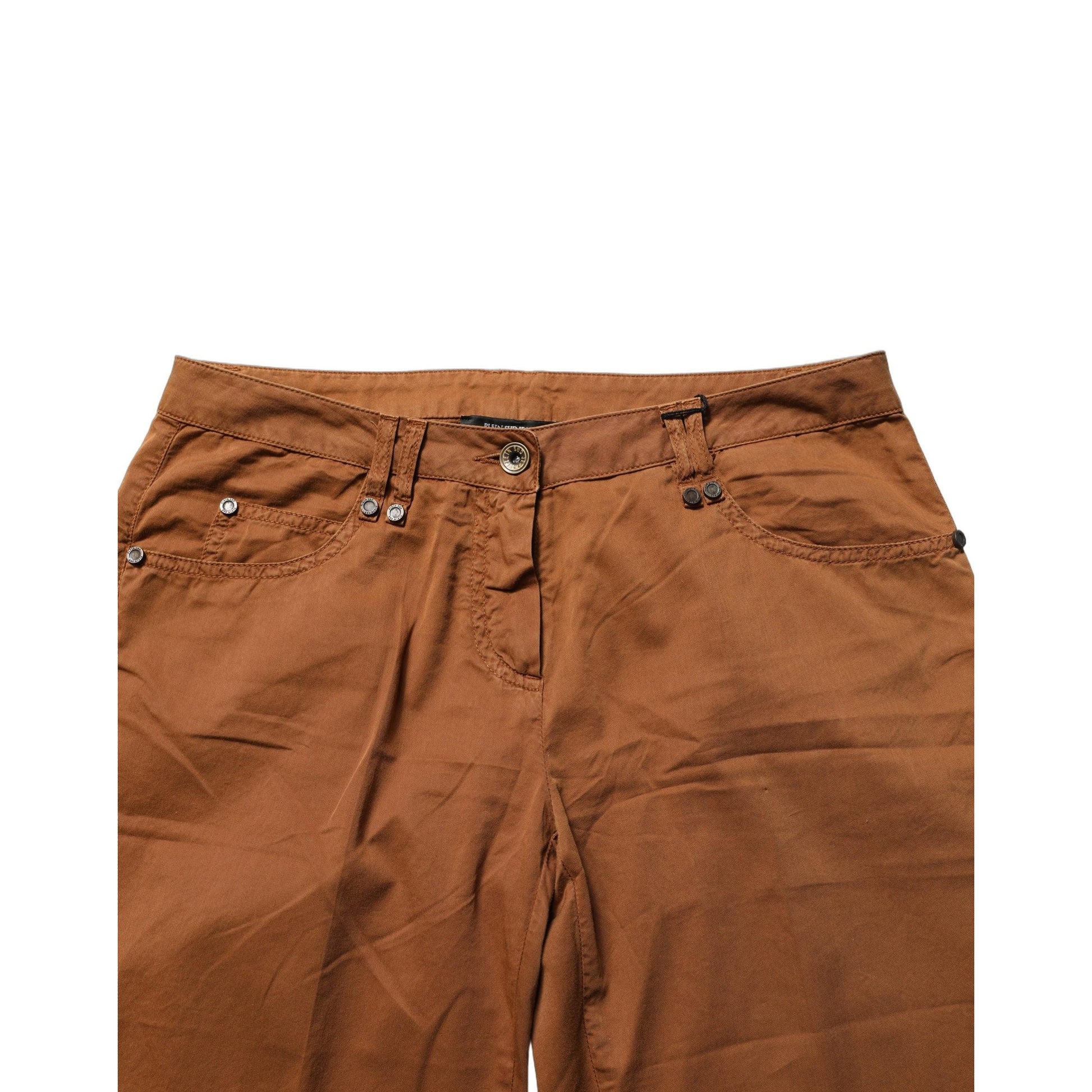 PLEIN SUD Brown Cotton Mid Waist Skinny Chino Pants