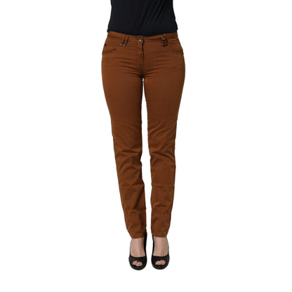 PLEIN SUD Brown Cotton Mid Waist Skinny Chino Pants