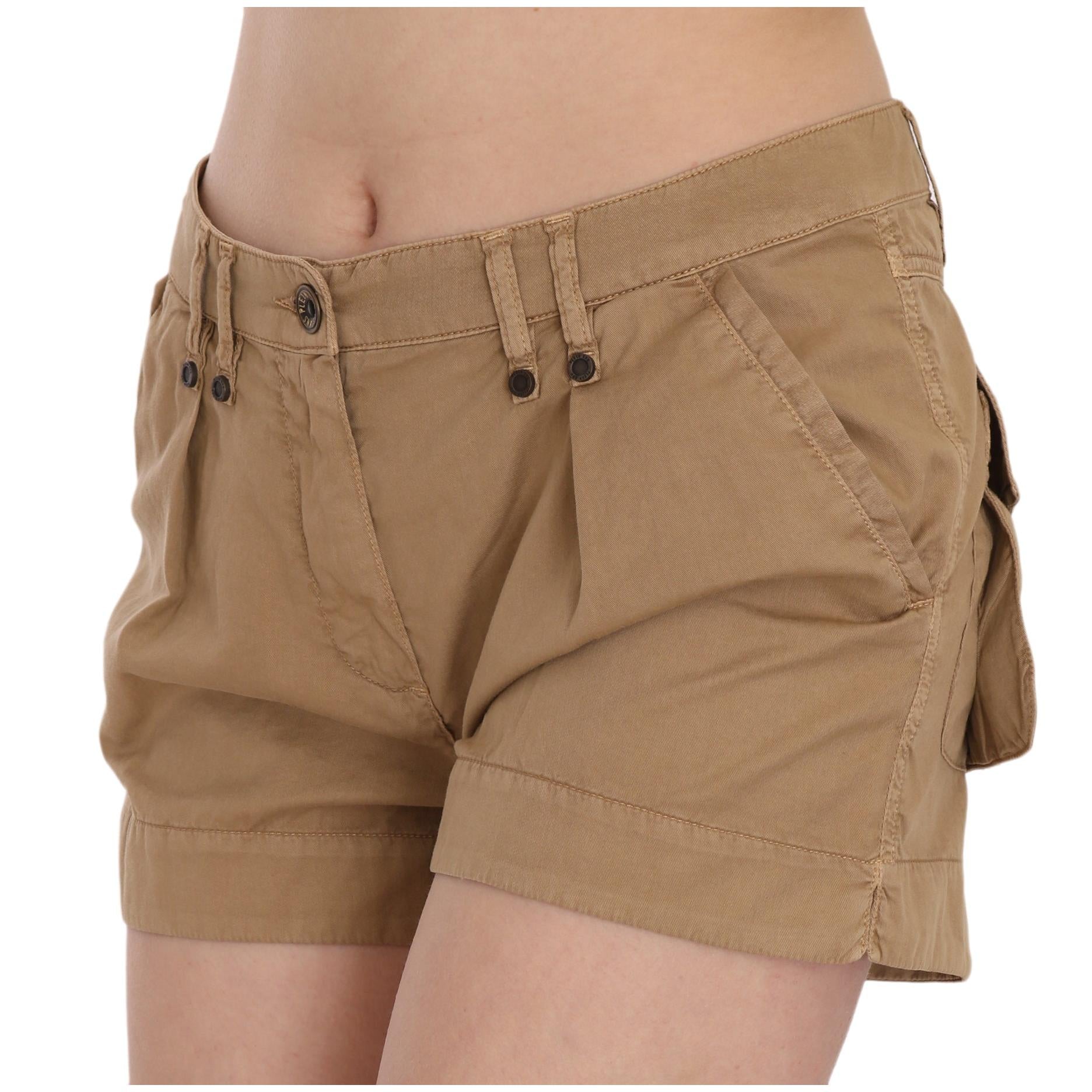 PLEIN SUD Brown Mid Waist 100% Cotton Mini Shorts