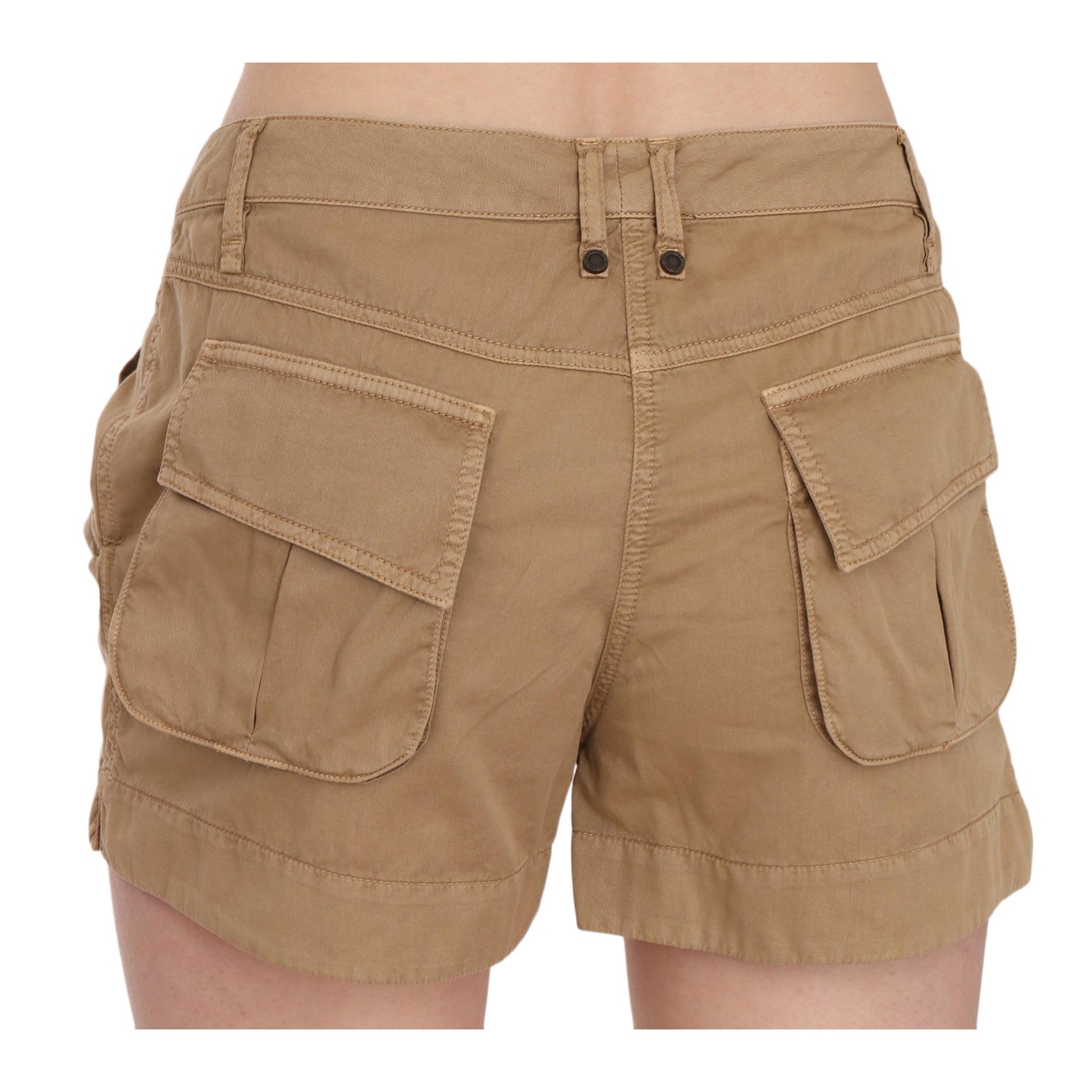 PLEIN SUD Brown Mid Waist 100% Cotton Mini Shorts
