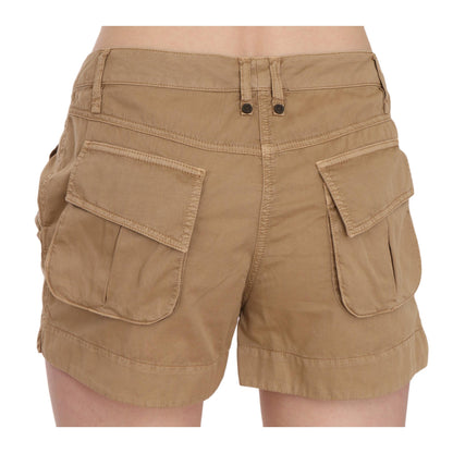 PLEIN SUD Brown Mid Waist 100% Cotton Mini Shorts