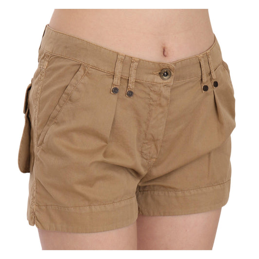 PLEIN SUD Brown Mid Waist 100% Cotton Mini Shorts
