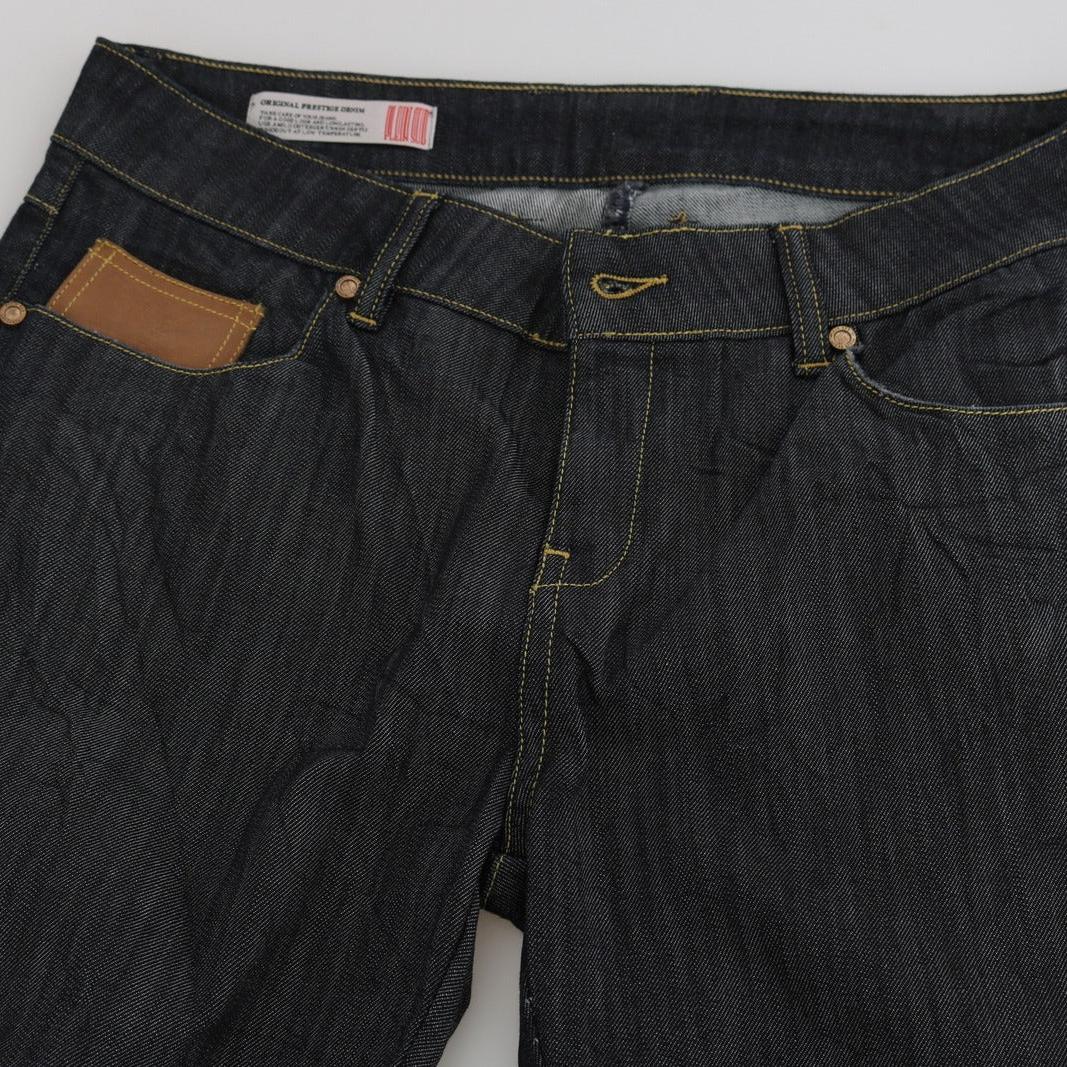 PLEIN SUD Cotton Blue High Waist Straight Cropped Trouser Jeans