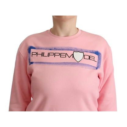 Philippe Model Pink Printed Long Sleeves Pullover Sweater